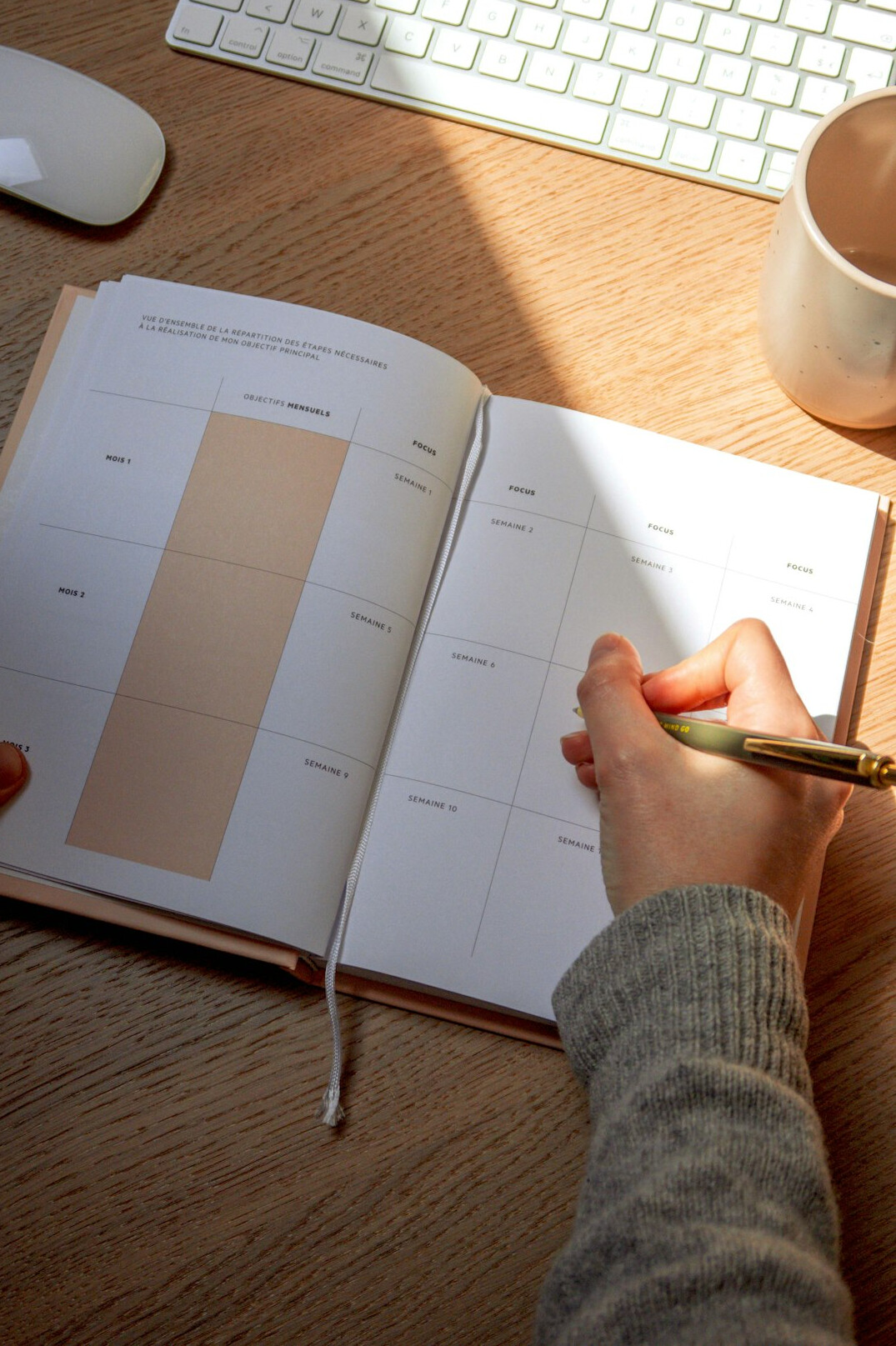 person planning weekly schedule